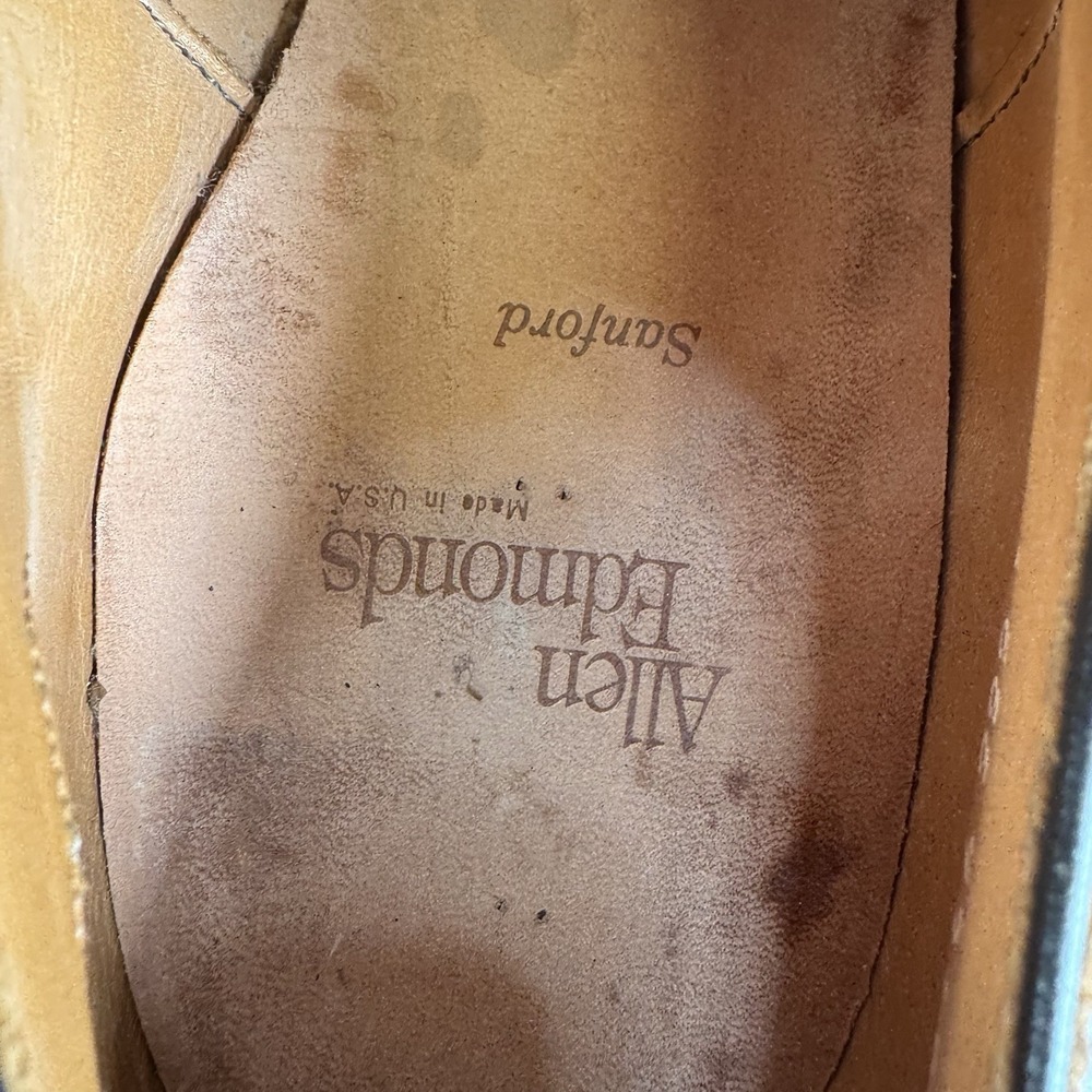 Allen Edmonds Sanford Mens Size 11.5 EEE Oxford Cap Toe Bourbon Brogue Leather - Picture 11 of 13